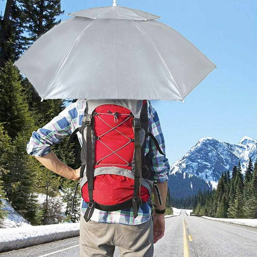 Amazon 36-Inch Double Layer Folding UV Protection Umbrella Hat for Rain & Sun