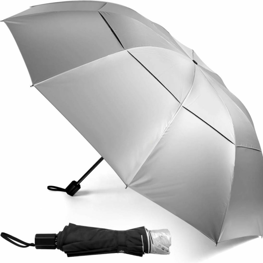 Kalolary 62 Inch Windproof Golf Umbrella with UPF 50+ Sun Protection, Double Canopy & Vented Design for Men and Women