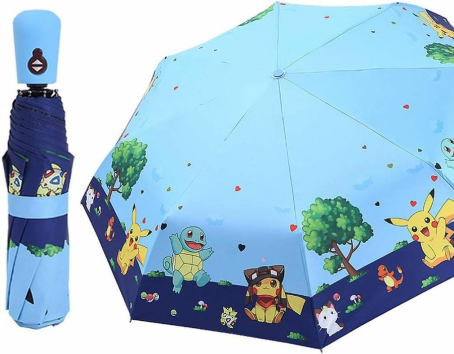 Rosavida Kids Automatic Folding Umbrella with UV Protection - Cartoon Design Compact Travel Umbrella for Girls, Boys & Women - Windproof & Lightweight