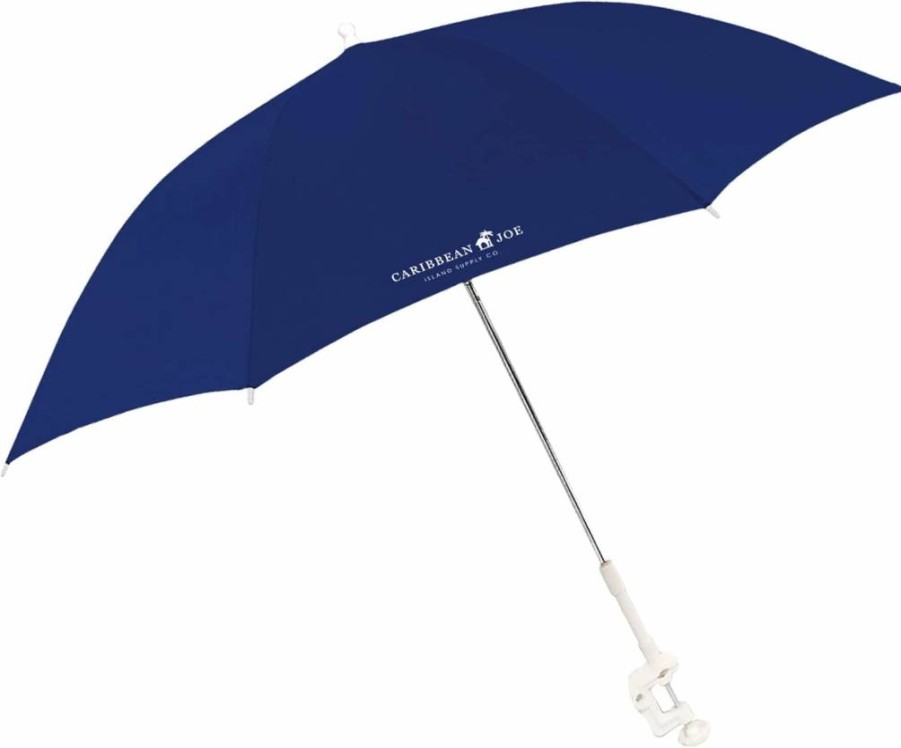 CARIBBEAN JOE 48-Inch Adjustable Beach Umbrella with Universal Clamp & UV Protection for Chairs, Portable Arc Design for Sun Shade