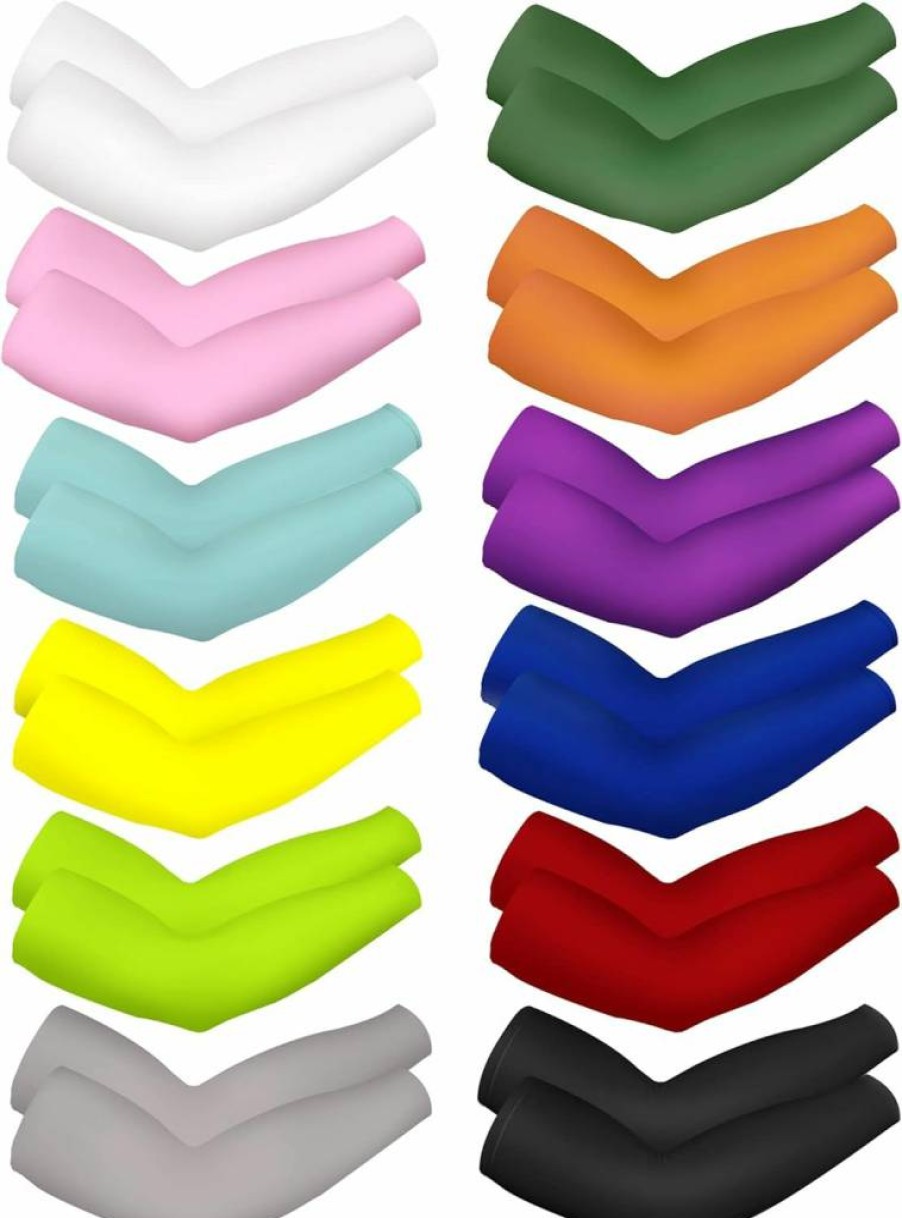 Bememo 12 Pairs Unisex UV Protection Arm Sleeves - Cooling Long Sleeve Cover for Sun Protection
