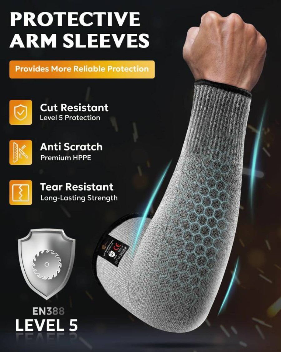 Evridwear Cut Resistant Arm Sleeves for Men & Women - Protective Farming, Gardening & Work Sleeves - Large Size, No Thumb Hole - Anti-Bruising & Thin Skin Arm Guards