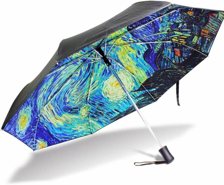 YZGO Van Gogh Starry Night Reverse Folding Umbrella - UV Protection, Lightweight & Durable, Elegant Business & Personal Gift