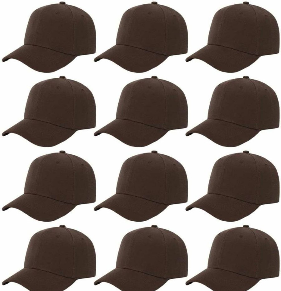 ZH Unisex Plain Adjustable Baseball Caps - Bulk Lot of 12 Blank Design Hats for Customization