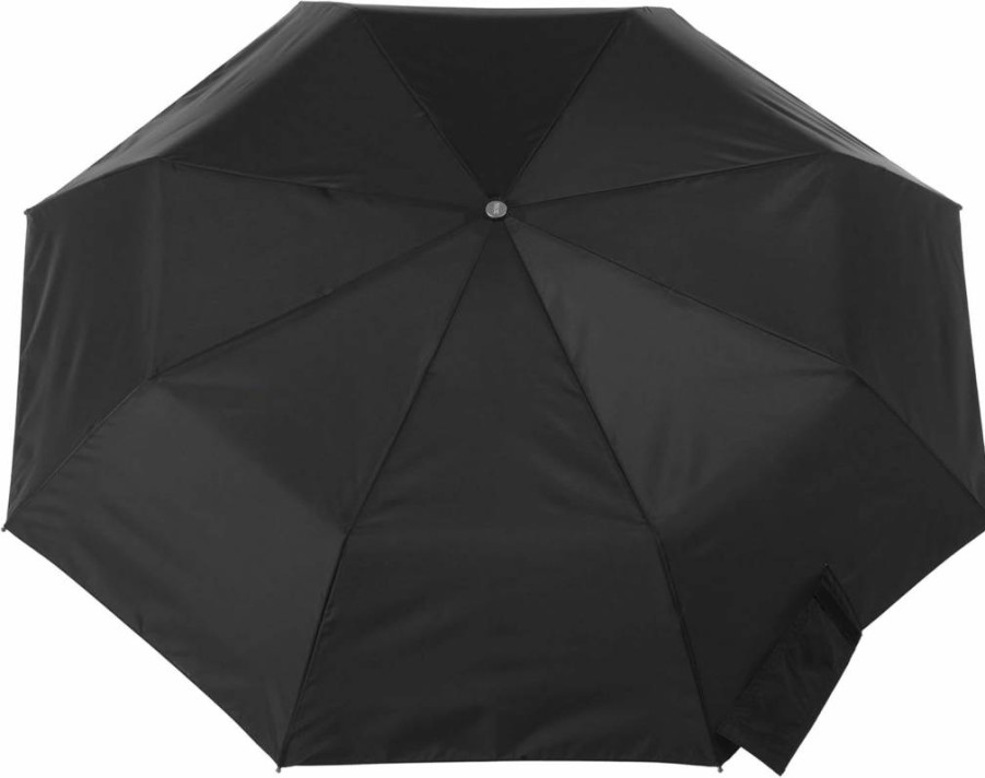 totes Automatic Open Wooden Handle Umbrella - Classic Black Windproof Compact Travel Umbrella