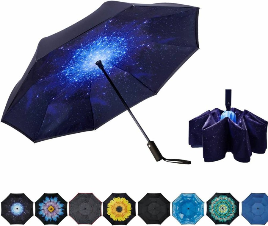 NOORNY Automatic Inverted Umbrella - Windproof Double Layer UV Protection Compact Folding Umbrella for Men Women, Travel, Car & Outdoor Use