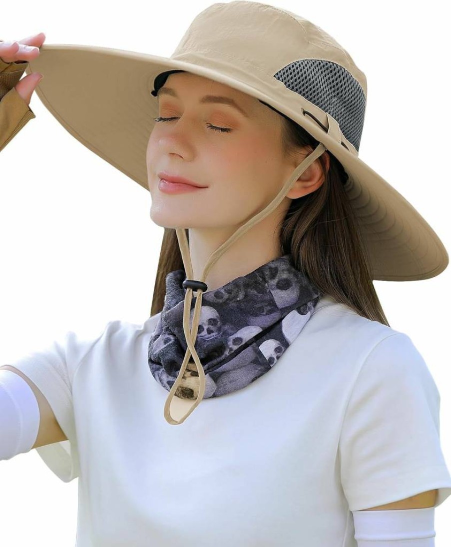 Peicees UPF 50+ Women's Wide Brim Sun Hat for Safari, Hiking & Outdoor UV Protection