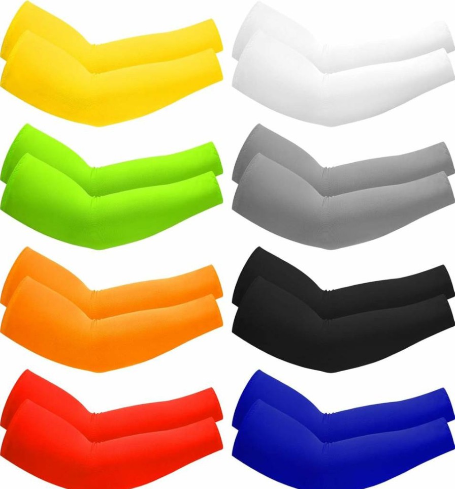 Mudder 8 Pairs UV Protection Arm Sleeves for Men & Women - Cooling Sunblock Tattoo Cover Up Sleeves for Outdoor Sports