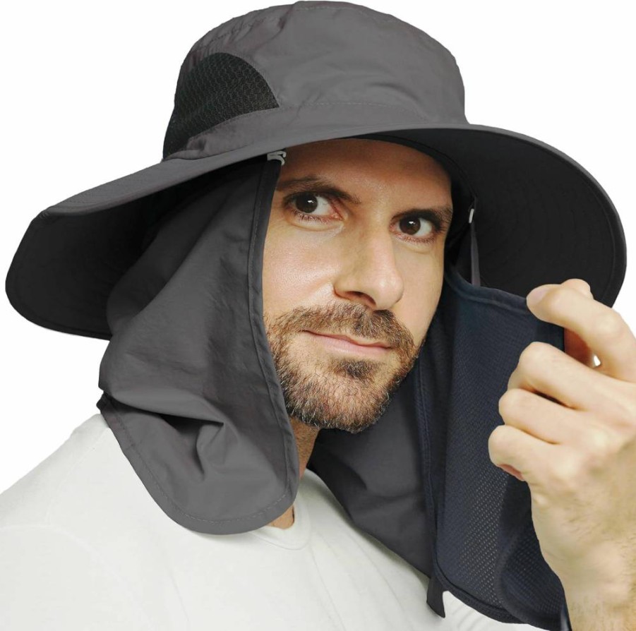 GearTOP UPF 50+ Sun Hat for Men & Women - Wide Brim Fishing Hat with Neck Flap for Beach, Hiking, Gardening Outdoor Activities
