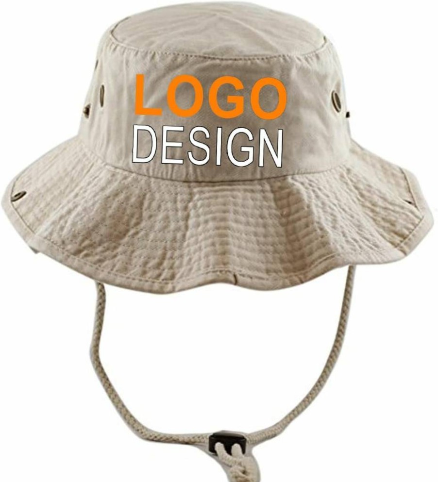 Cyber Monday Deals Custom Logo Sun Hat for Men & Women - UV Protection Wide Brim Bucket Hat for Fishing, Hiking, Camping - Waterproof Boonie Hat