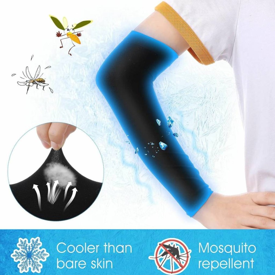 Yolev Kids UV Sun Protection Arm Sleeves - 2 Pairs Breathable Compression Sleeves for Boys & Girls, SPF 50+ Sports Sleeves for Outdoor Activities