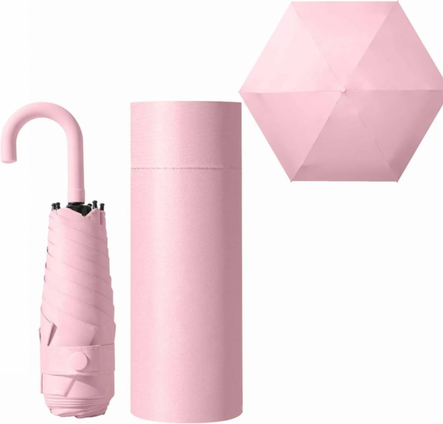 Erised's Bifrost Mini Travel Umbrella - Compact Folding Hook Handle, UV 99% Sun & Rain Protection, Lightweight Portable Pocket Totes Backpack Umbrella for Women & Kids