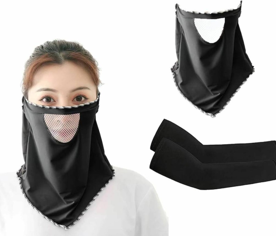 YCZARD UV Protection Face Mask & Arm Sleeves Set for Women - Breathable Sun Shield for Outdoor Sports, Hiking, Driving - Cooling Neck Gaiter & Sunscreen Sleeves