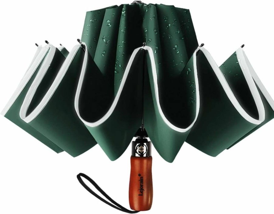 Lejorain 54In Windproof Golf Umbrella - Automatic Folding, Heavy Duty, Reflective, Upside Down Design for Car & Outdoor Use