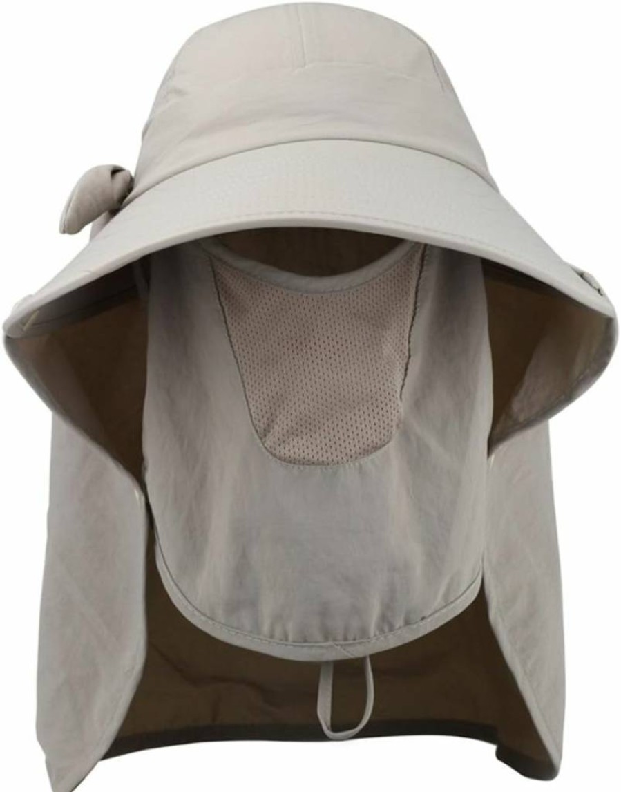 Lenikis Women's UPF 50+ Sun Hat with Detachable Face Flap - Foldable Wide Brim UV Protection Bucket Hat for Outdoor Activities