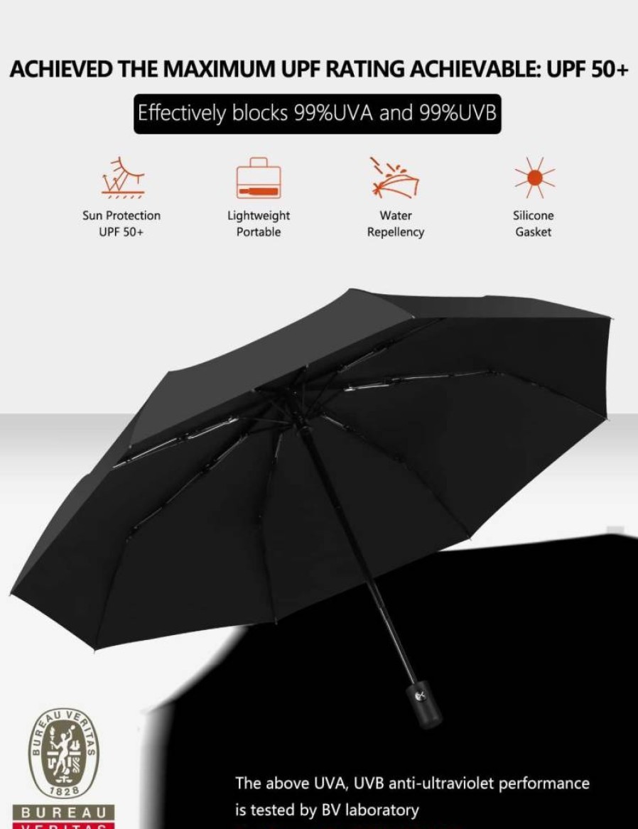 XIXVON Compact Automatic Umbrella | UPF 50+ 99% UV Protection | Lightweight Windproof Travel Umbrella | Portable Folding Sun & Rain Umbrella