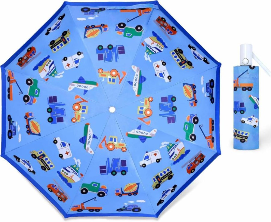 Decalsweet Kids Auto Open Close Umbrella - UV Resistant, 8-Rib Reinforced Canopy, 360° Reflective Strips, Lightweight & Safe for Boys & Girls