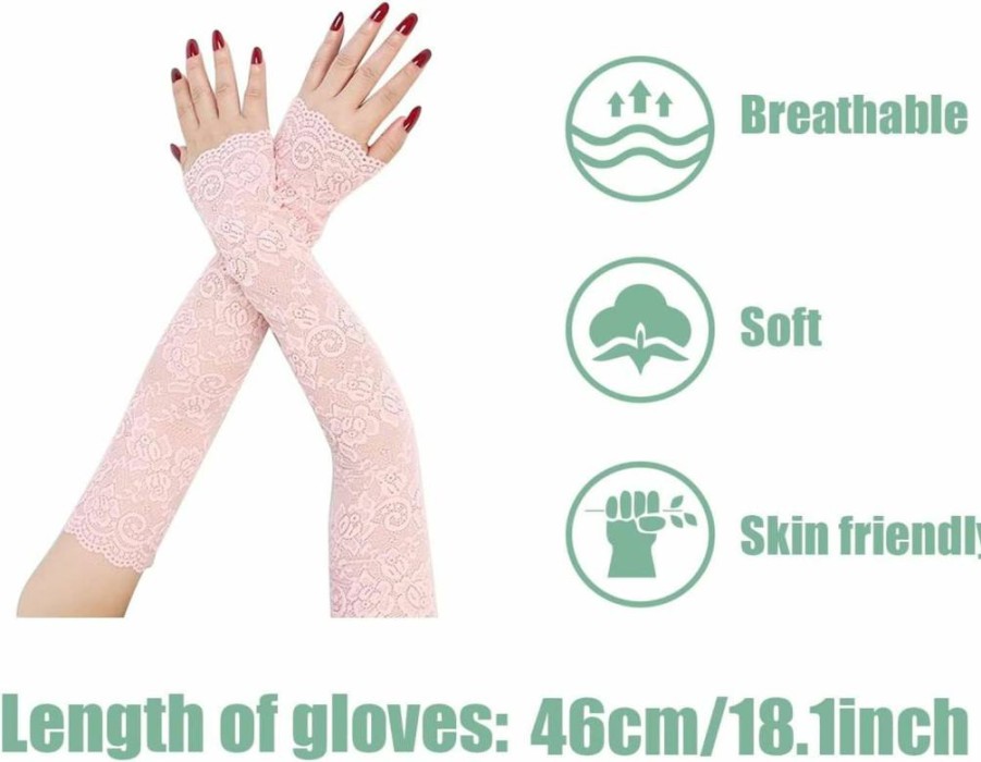 Suxgumoe Women's Floral Lace UV Protection Arm Sleeves – Hollow Out Fingerless Sunscreen Gloves for Driving & Outdoor