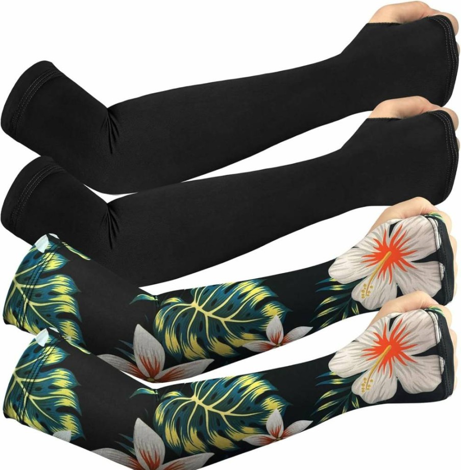 MIG4U Cooling UV Protection Arm Sleeves for Women & Men, 2-Pair Sunblock Gardening Sleeves with Thumb Hole, Breathable Sunscreen Farmer Sleeves