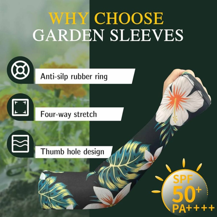 MIG4U Cooling UV Protection Arm Sleeves for Women & Men, 2-Pair Sunblock Gardening Sleeves with Thumb Hole, Breathable Sunscreen Farmer Sleeves