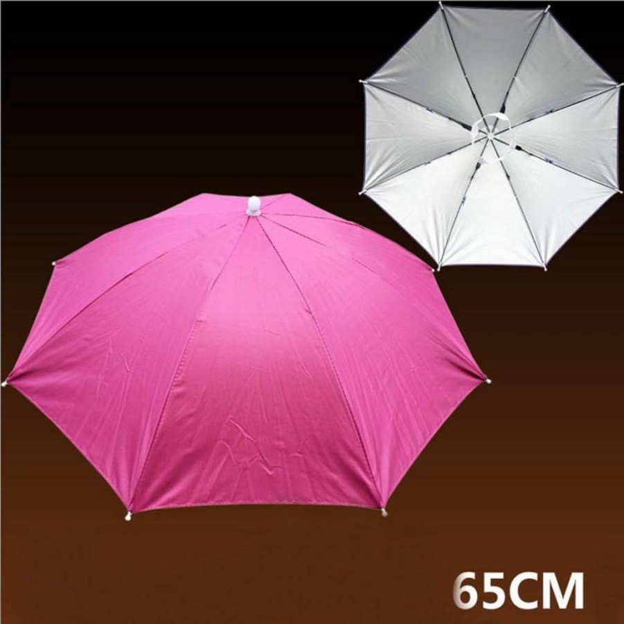 Accinouter Folding Umbrella Hat for Sun Protection - Hands-Free UV Shield for Golf, Travel, Fishing, Beach & Outdoor Activities (Rose)