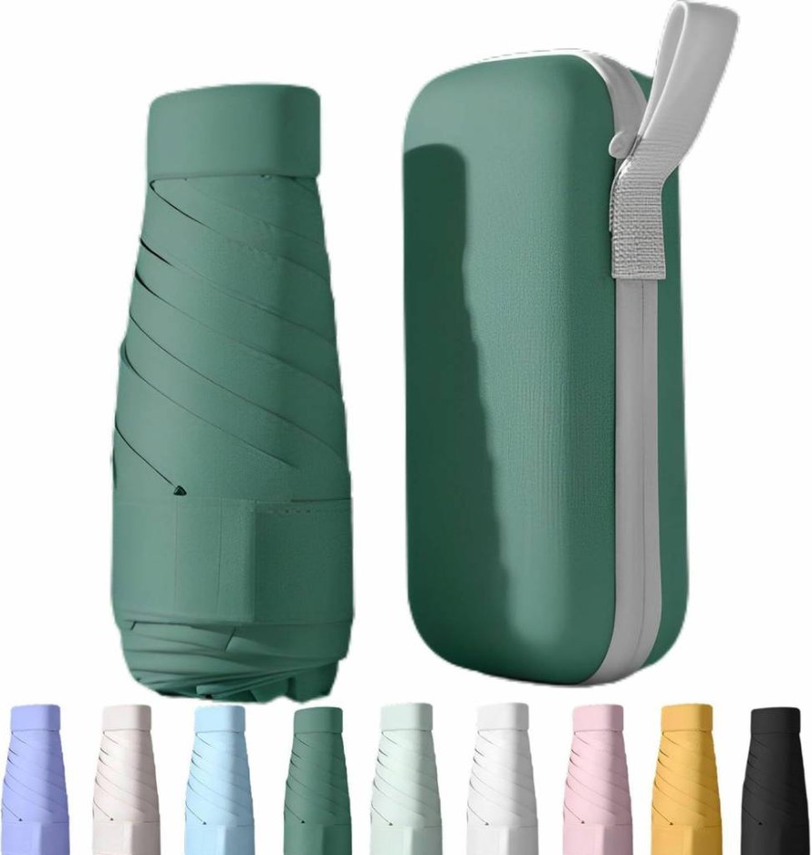 Mustarpicking UPF50+ Compact Travel Umbrella - 15Cm Windproof Mini Parasol with Zippered Case, UV Sun Protection for Hiking, Pocket & Keychain Accessory (225g Lightweight)