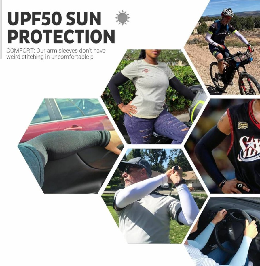 LUOLIIL VOE UV Sun Protection Cooling Arm Sleeves for Men & Women - Breathable Compression Sleeves for Sports, Golf, Football, Volleyball & Outdoor Activities
