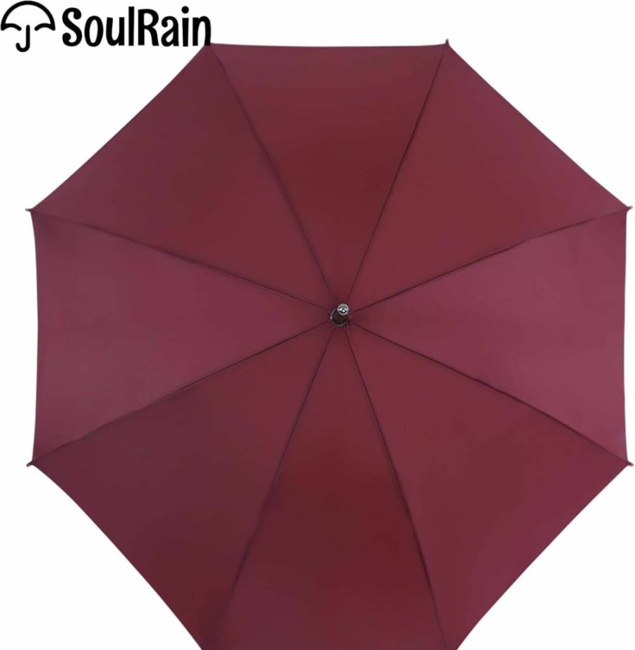 SoulRain 48 Inch White Automatic Open Windproof Wedding Umbrella - Vintage Wooden Handle Cane Umbrella for Women & Men, Elegant Rain Parasol (White)
