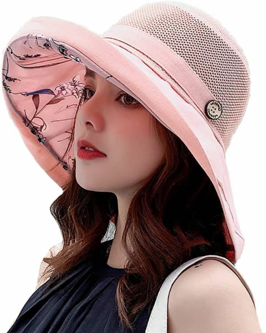 Mookyun Women's Summer UV Protection Wide Brim Mesh Sun Hat for Beach & Fishing