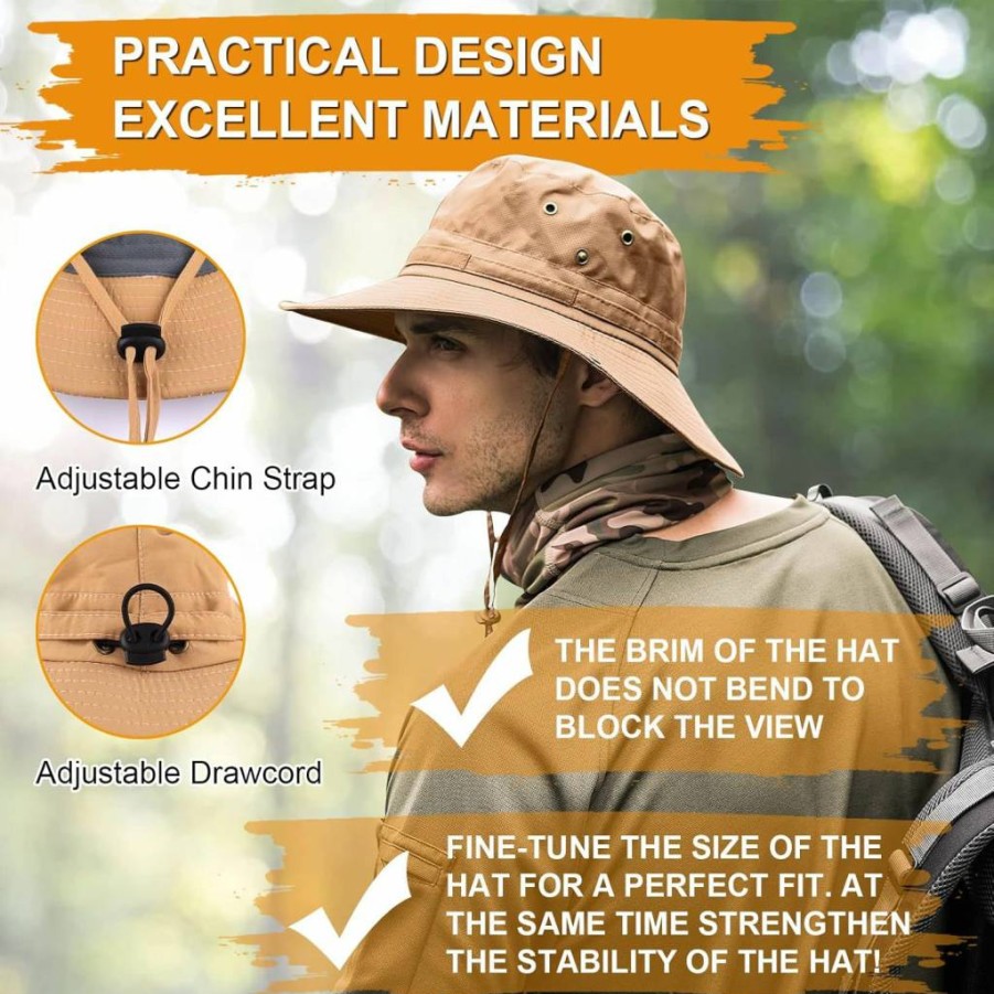 UNIPRIMEBBQ Men's Boonie Hat - Wide Brim Sun Protection Safari Hat for Fishing, Hiking & Outdoor Activities