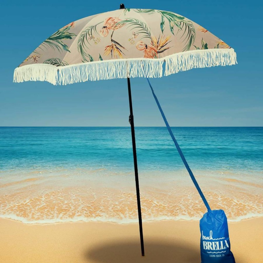 Beach Brella Portable Beach Umbrella with UV Protection, Lightweight Sand Anchor & Shoulder Strap Bag - Windproof Las Brisas Design for Easy Setup