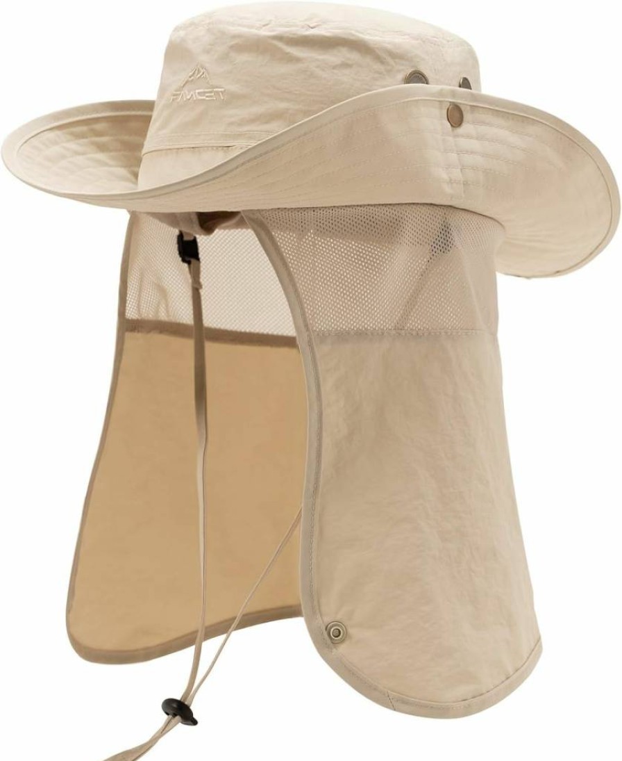 Comhats Men's Wide Brim Sun Hat with Neck Flap - UPF 50+ Waterproof Packable Golf Hat for Sun Protection