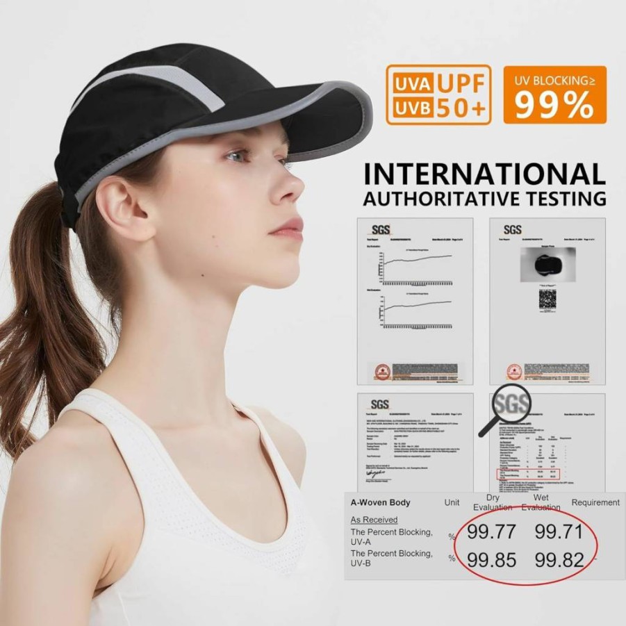 GADIEMKENSD 2 Pack Reflective UPF 50+ Sun Hat for Men & Women - Foldable Sports Cap for Running & Outdoor Activities