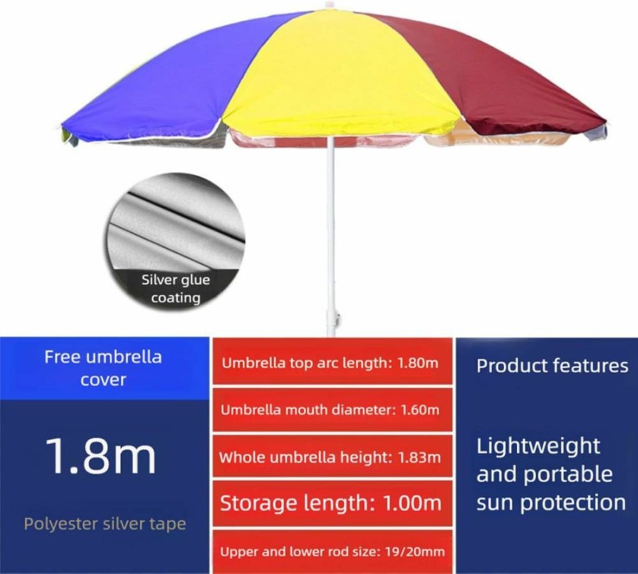 SR SUN RISE 6Ft Outdoor Patio Umbrella with UV Protection - Portable for Yard, Pool, Beach, Market - Easy Setup No Installation Required