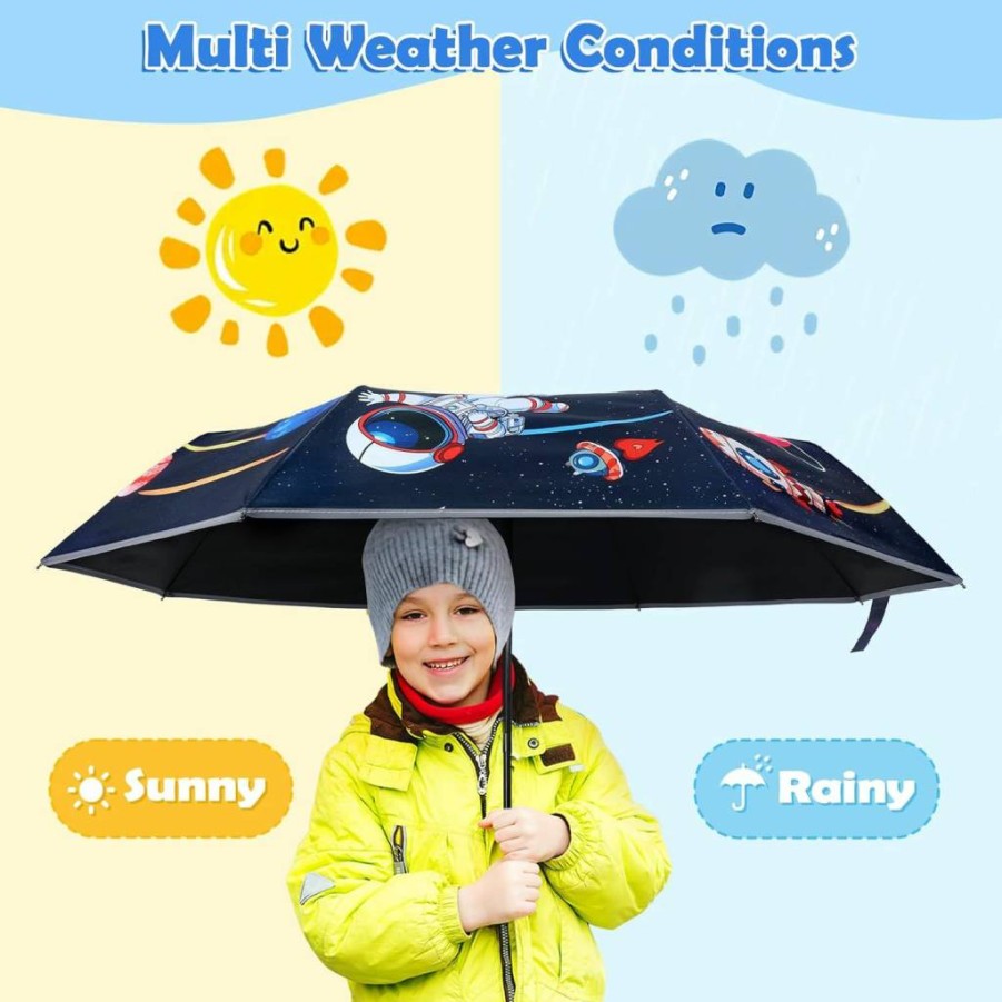 Decalsweet Kids UV Protection Folding Umbrella - Auto Open/Close, Windproof, Lightweight & Portable for Boys and Girls