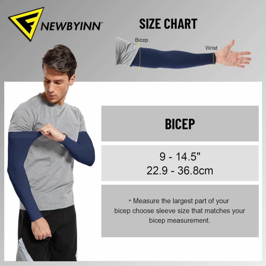 Newbyinn UV Protection Arm Sleeves for Men & Women - Cooling Sun Sleeve Cover with Mid-Compression, Tattoo Shield, Breathable Sports Arm Guards