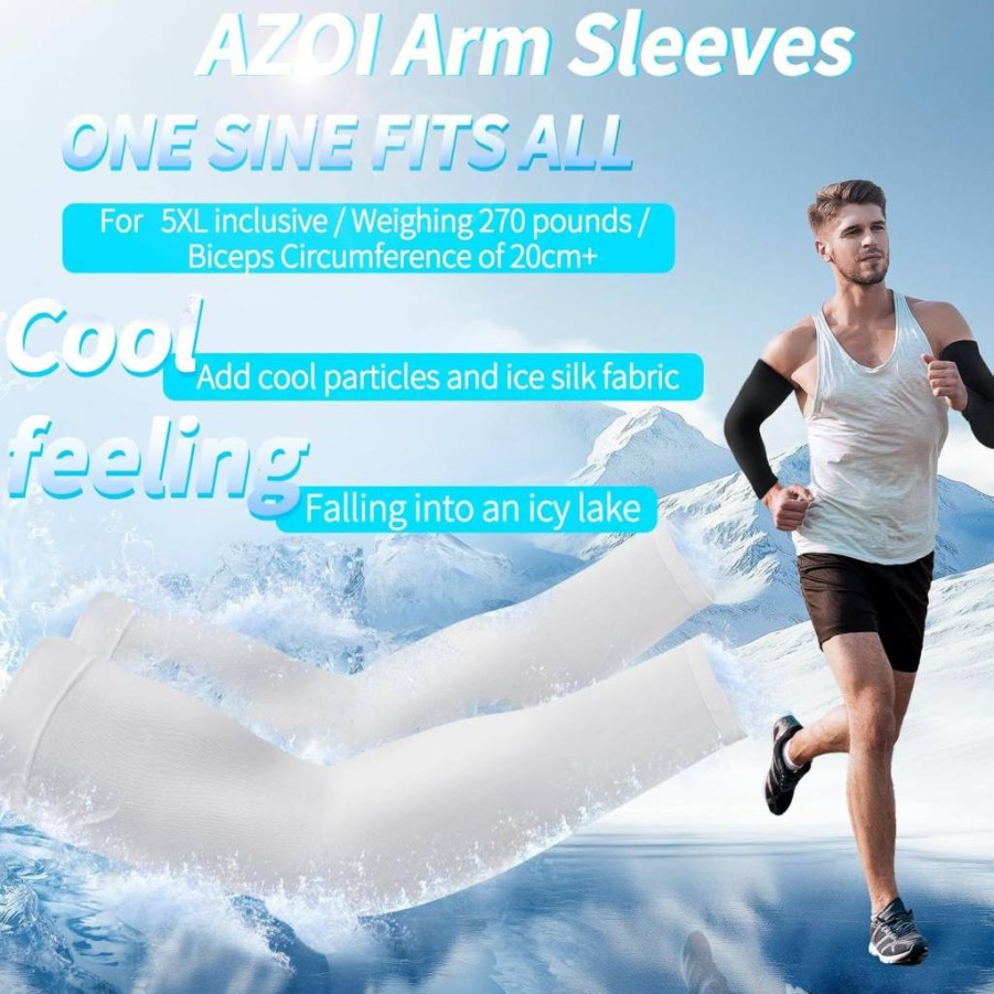 AZOI Cooling Arm Sleeves UPF 50 Sun Protection - Compression Sports Sleeves for Outdoor Activities, Tattoo Cover & UV Defense