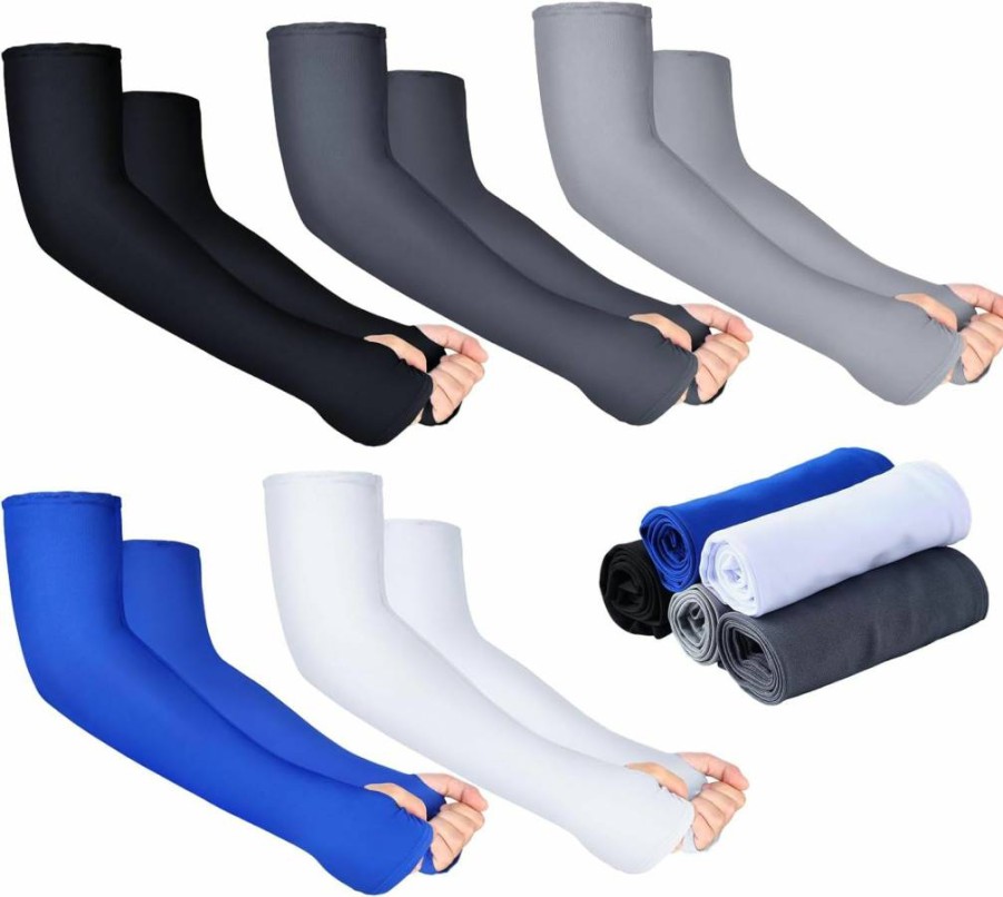 Amazon Unisex UV Protection Arm Sleeves - 10 Pairs Cooling Ice Silk Sleeves for Outdoor Activities & Driving - Elastic Sun Block Arm Covers