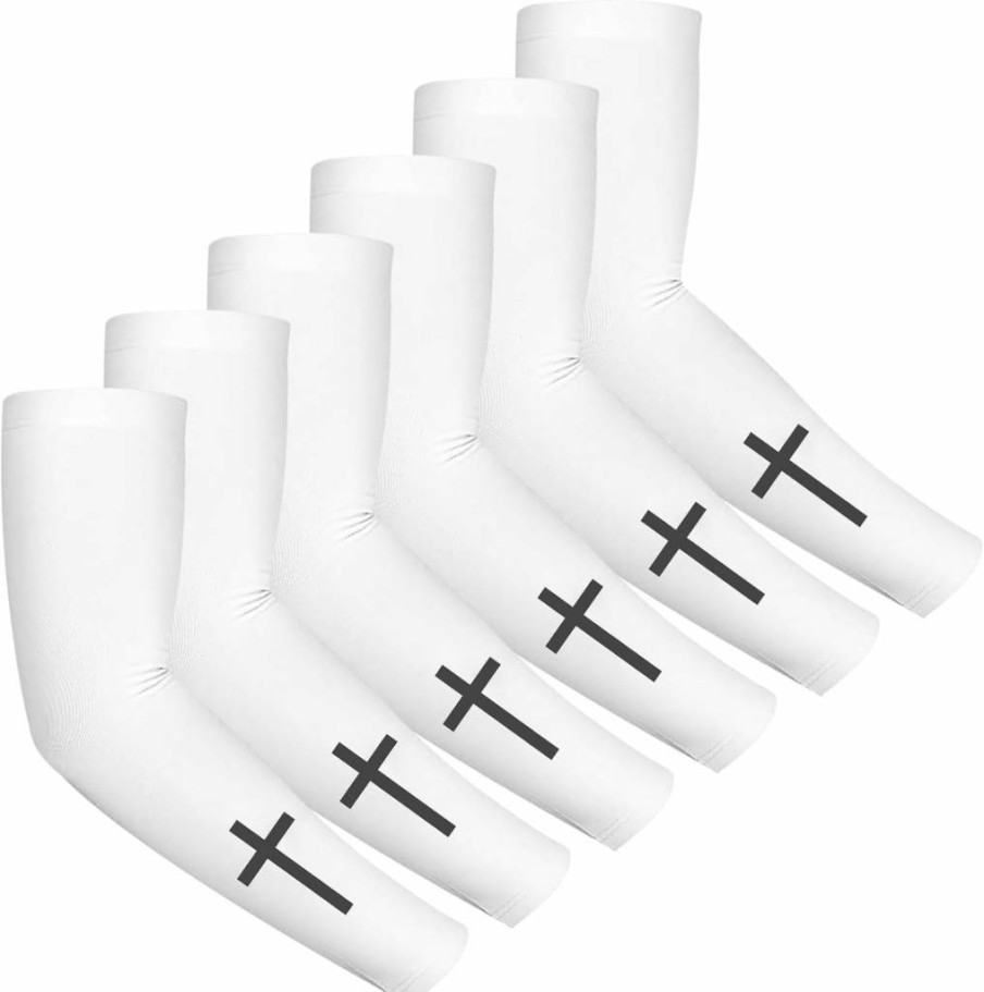 EYNDYN 6 Pairs UV Protection Arm Sleeves for Women & Men - Cooling Compression Faith Cross Design Sunblock Sleeves
