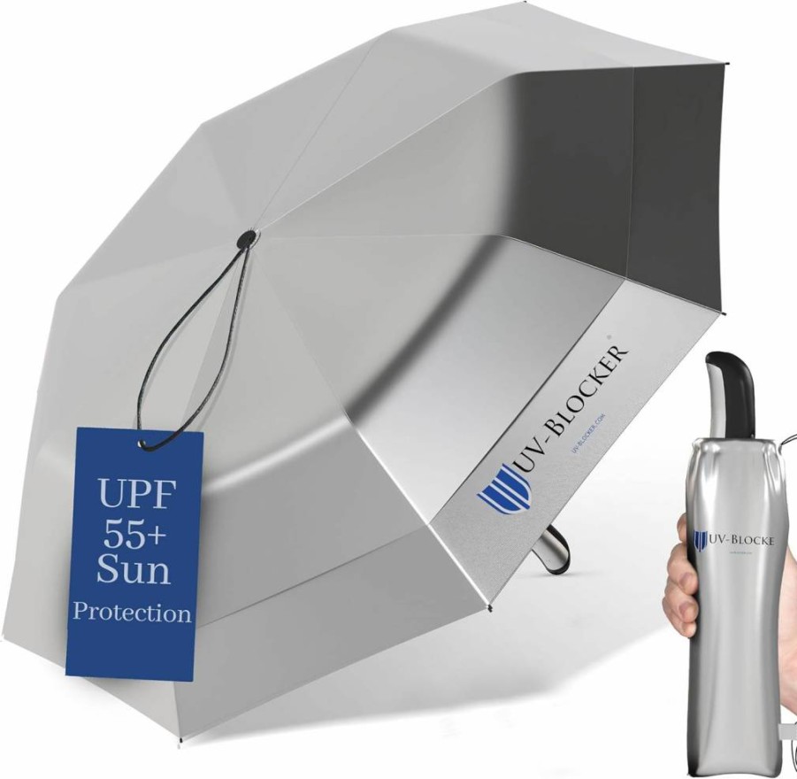 UV-Blocker Auto Open/Close Windproof Sun Umbrella with Double Vented Canopy – 55+ UPF UV Protection – 42"/44"/58" Compact Travel & Walking Umbrella