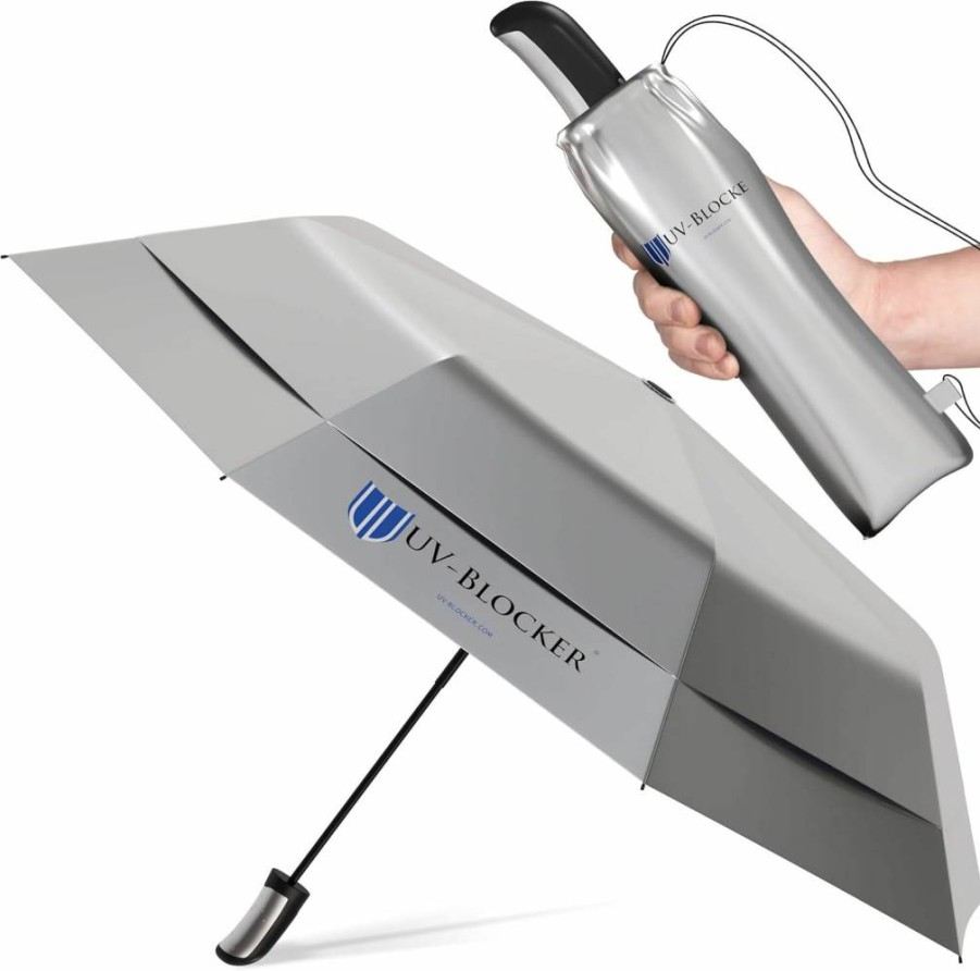 UV-Blocker Auto Open/Close Windproof Sun Umbrella with Double Vented Canopy – 55+ UPF UV Protection – 42"/44"/58" Compact Travel & Walking Umbrella