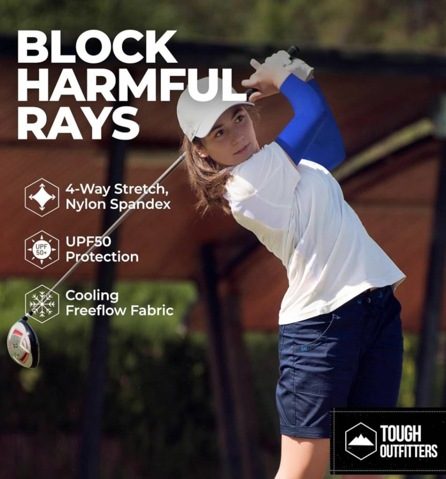 Tough Outdoors UV Protection Arm Sleeves for Men & Women - Cooling Sun Sleeves for Golf, Baseball & Outdoor Activities