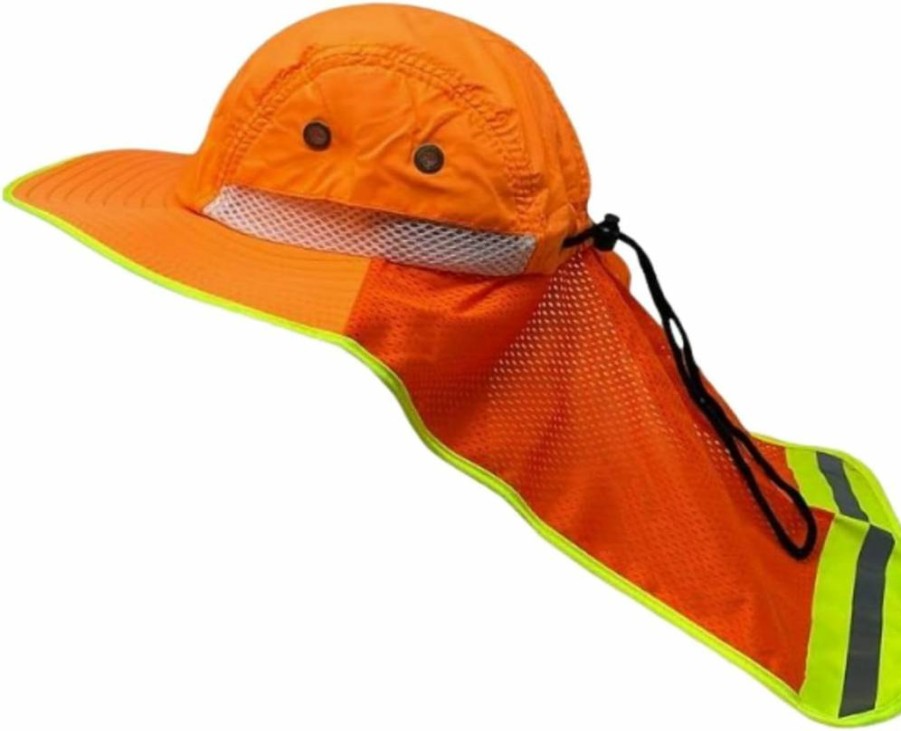 GOOHERA Men's UV Protection Boonie Hat with Reflective Strips & Neck Flap for High Visibility Safety Work Outdoor