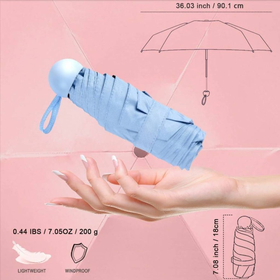 Pumi-geous Compact Travel Umbrella with UV Protection - Lightweight, Portable, Folding Mini Umbrella for Women, Girls, Purse, Car, Backpack