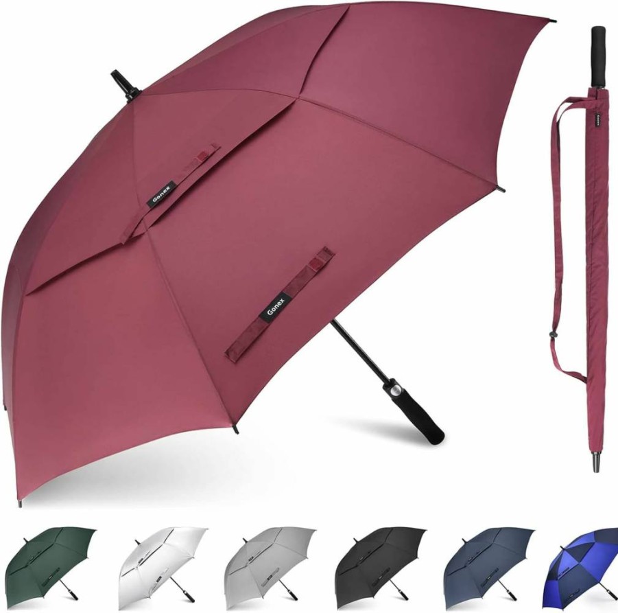 Gonex Extra Large Golf Umbrella 54-80 Inch, Automatic Open Windproof Double Canopy with UV Protection, Oversized Travel Rain Umbrella for 2-3 People, Multiple Colors