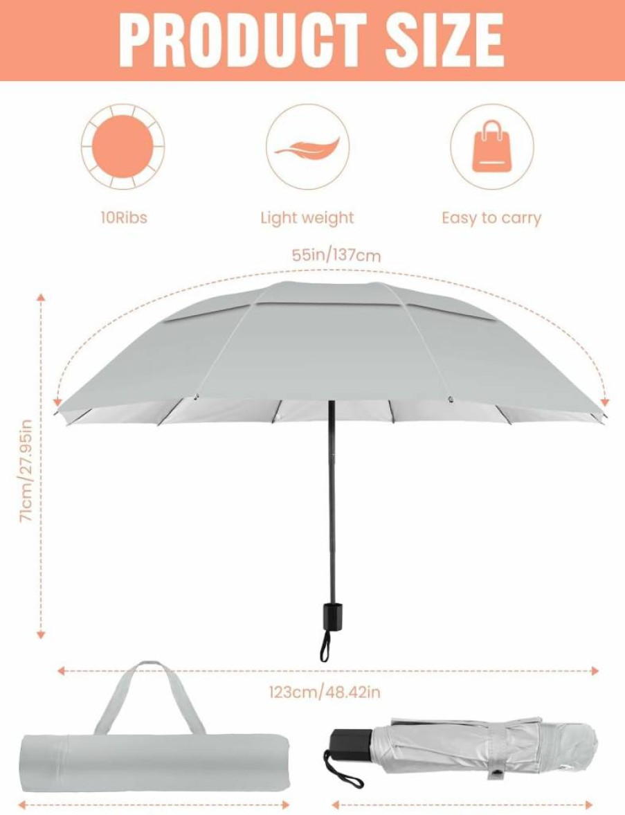 Kalolary 54 Inch Windproof Golf Umbrella with UPF 50+ Sun Protection, Double Canopy & Vented Design for Men and Women