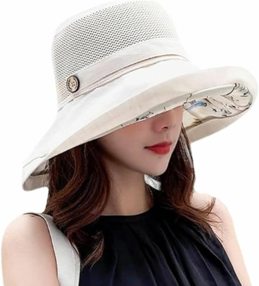 CaySep Women's Summer UV Protection Mesh Bucket Hat - Foldable Beach Sun Hat for Fishing, Hiking, and Outdoor Travel