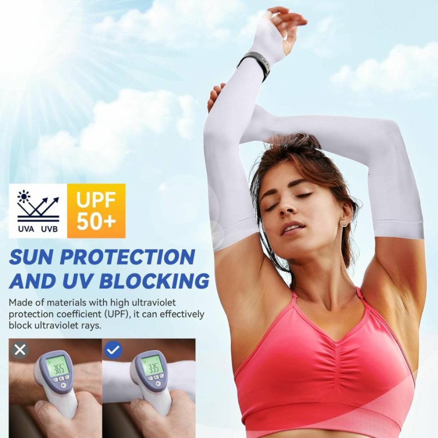 Outivity UPF 50+ Cooling Arm Sleeves for Women & Men – UV Protection Sun Sleeves with Compression for Outdoor Sports & Activities