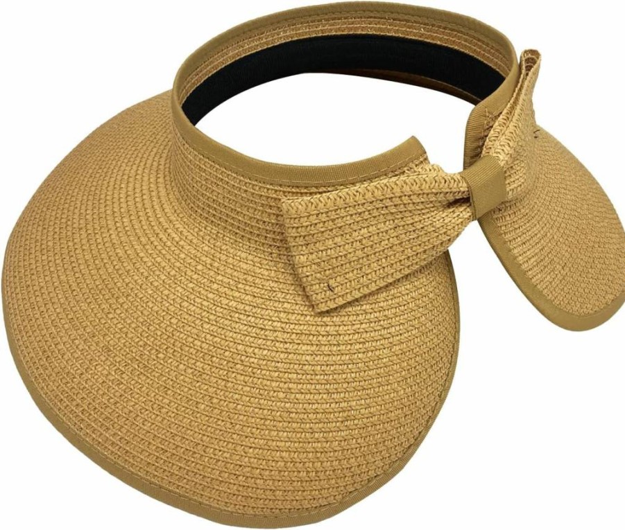 DOOVID Women's Wide Brim Straw Sun Hat UV Protection Foldable Summer Beach Visor Hat