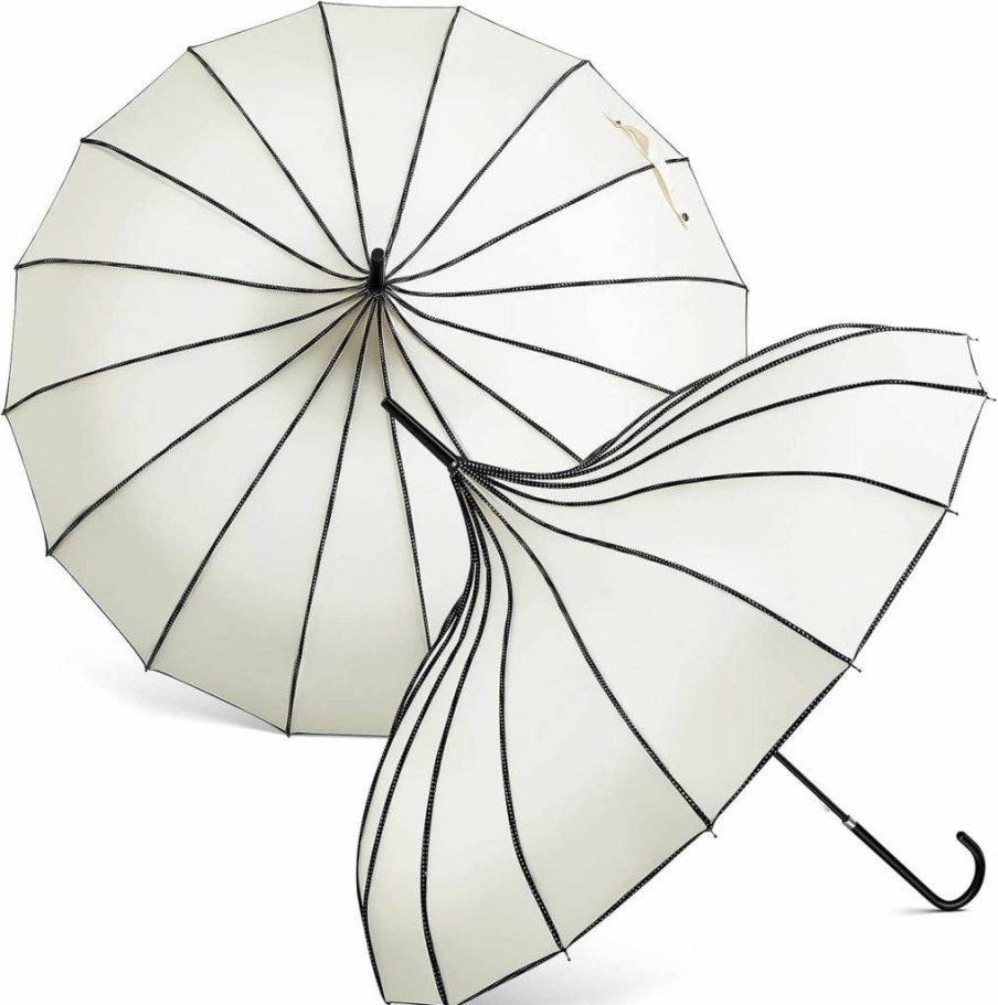 Queekay 2 Pack Gothic Pagoda Umbrella - Large UV Protection Parasol, Vintage Style Outdoor Sunshade